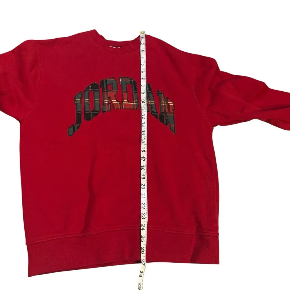 Jordan Brand Plaid Holiday Sweatshirt Red‎ Mens Small Casual Festive Fleece